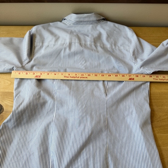 CHICOS TUNIC TOP STRIPED TIE WAIST LONG SLEEVES COASTAL GRANDMA NAUTICAL 8-10 - Picture 8 of 12